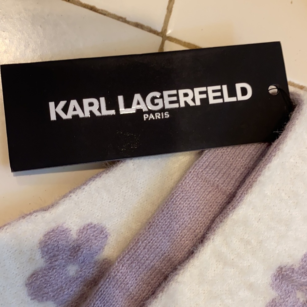 Karl Lagerfeld White and Purple Floral Scarf - Picture 2 of 10